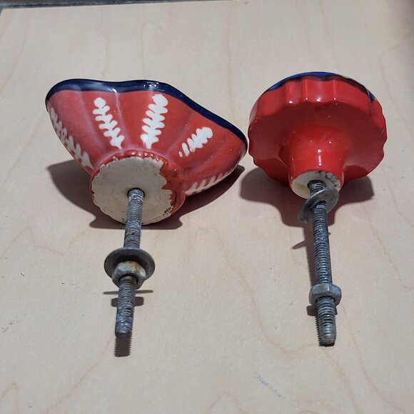 Two Decorative Multi Colored Ceramic Drawer Cabinet Knobs - Picture 5 of 10